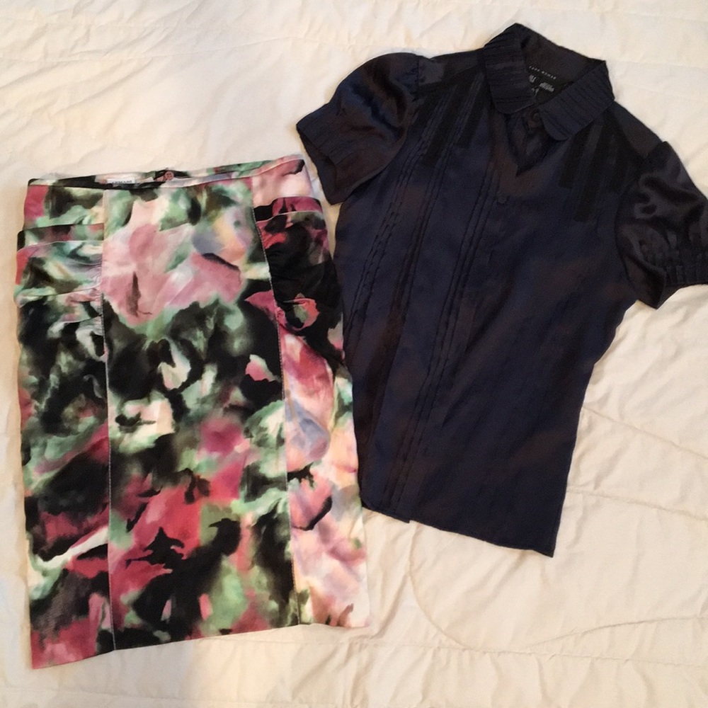 Silk Armani skirt + silk Zara blouse